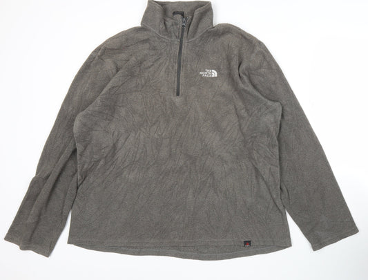 The North Face Mens Grey Fleece Sweatshirt L 1/2 Zip Pullover Outdoor
