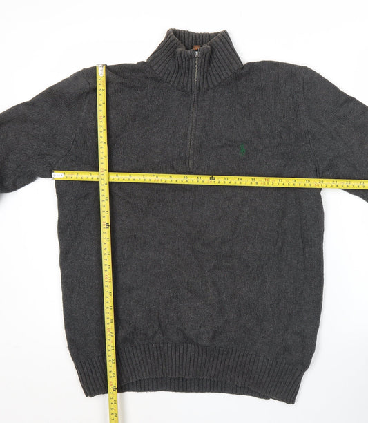 Ralph Lauren Men’s Grey Cotton Half Zip Jumper Size S Regular Fit