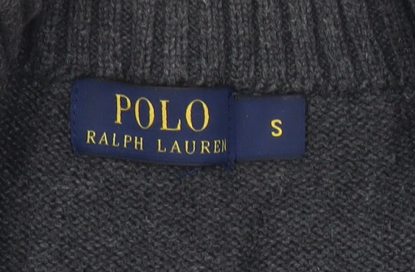Ralph Lauren Men’s Grey Cotton Half Zip Jumper Size S Regular Fit