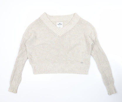Womens UK Size XS Hollister Beige Pullover Jumper