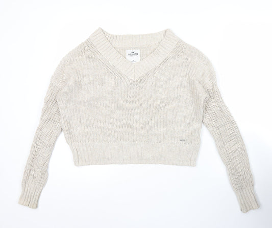 Womens UK Size XS Hollister Beige Pullover Jumper