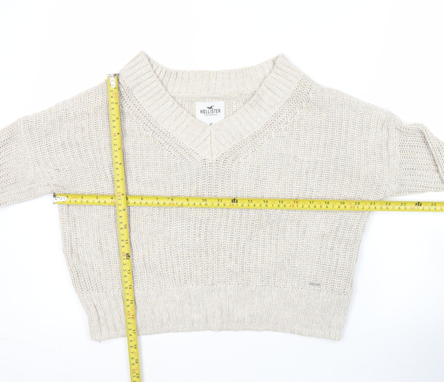 Womens UK Size XS Hollister Beige Pullover Jumper