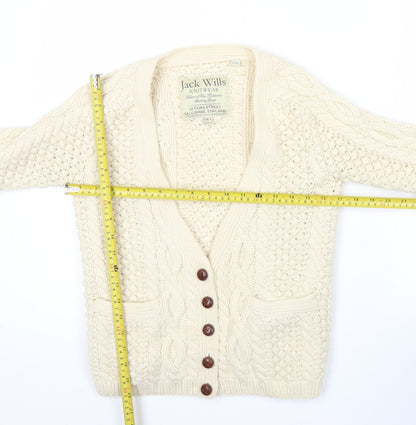 Jack Wills Womens Ivory Wool Chunky-Knit Cardigan UK 8