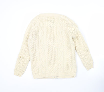 Jack Wills Womens Ivory Wool Chunky-Knit Cardigan UK 8