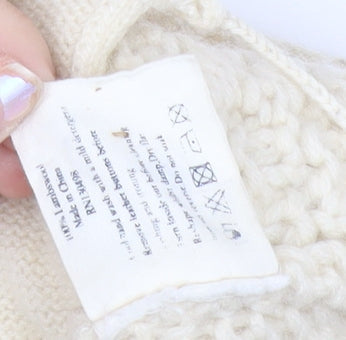 Jack Wills Womens Ivory Wool Chunky-Knit Cardigan UK 8