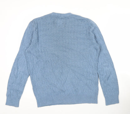Hollister Men’s Blue Cable Knit Crew Neck Pullover Jumper Size M