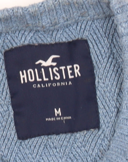 Hollister Men’s Blue Cable Knit Crew Neck Pullover Jumper Size M