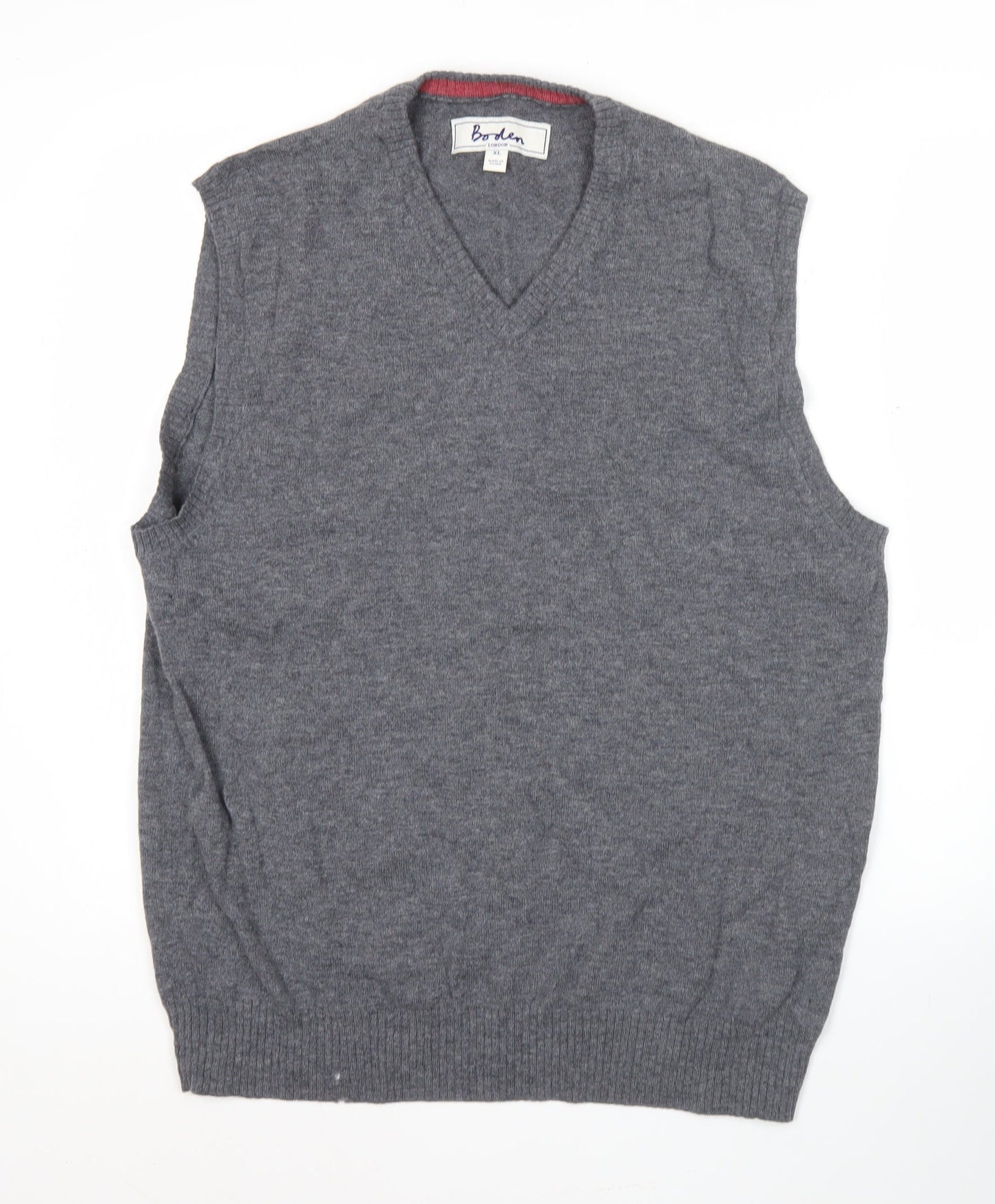 Boden Men’s Grey Lambswool V-Neck Jumper Vest XL Knit Wool Sleeveless