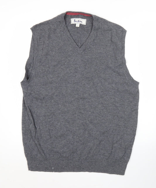 Boden Men’s Grey Lambswool V-Neck Jumper Vest XL Knit Wool Sleeveless