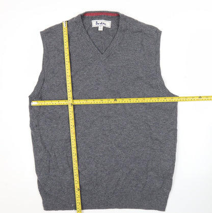Boden Men’s Grey Lambswool V-Neck Jumper Vest XL Knit Wool Sleeveless