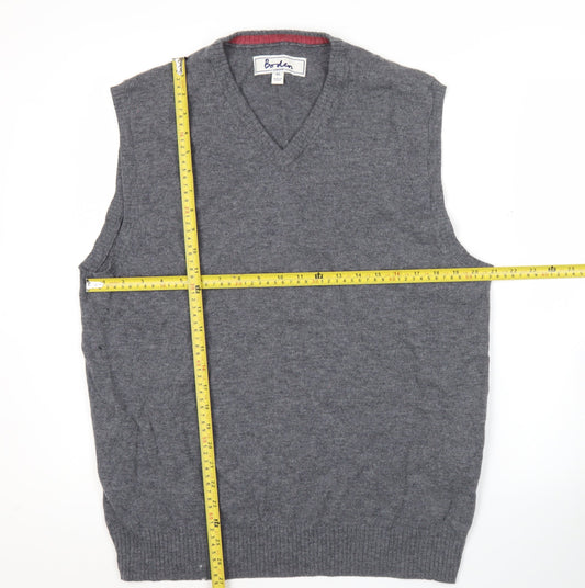 Boden Men’s Grey Lambswool V-Neck Jumper Vest XL Knit Wool Sleeveless