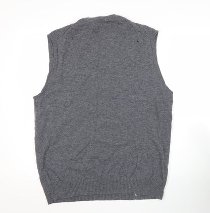 Boden Men’s Grey Lambswool V-Neck Jumper Vest XL Knit Wool Sleeveless
