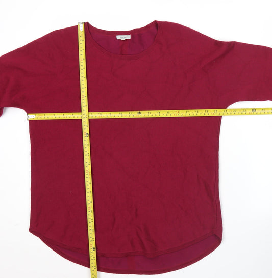Jigsaw Womens Red Wool Blend 3/4 Sleeve Pullover Jumper XS