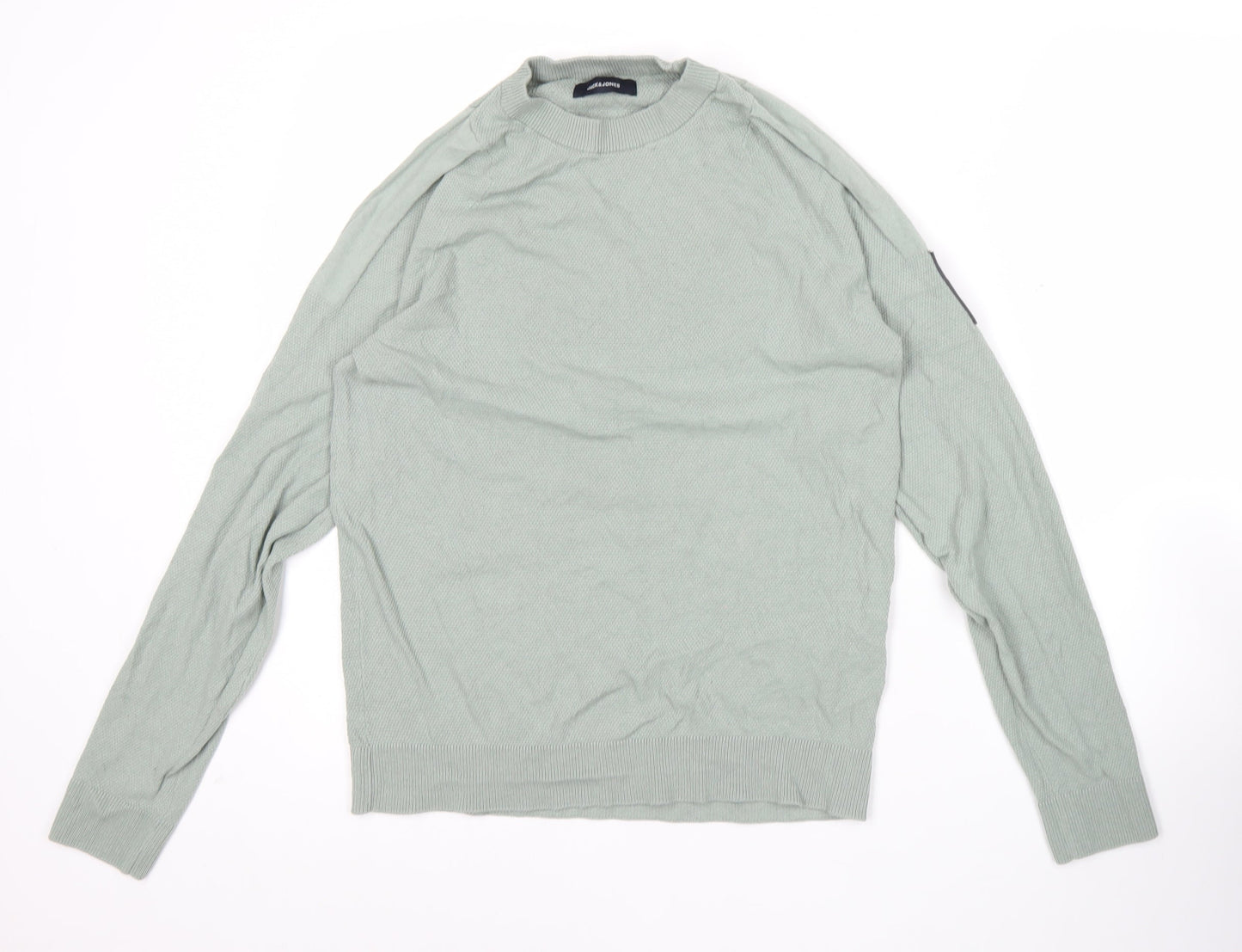 Jack & Jones Men’s Green Cotton Blend Pullover Jumper L