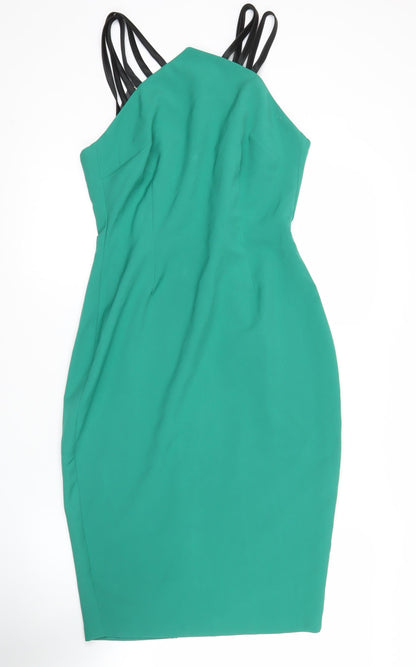 Vesper Women’s Green Size 10 Bodycon Halter Cocktail Dress
