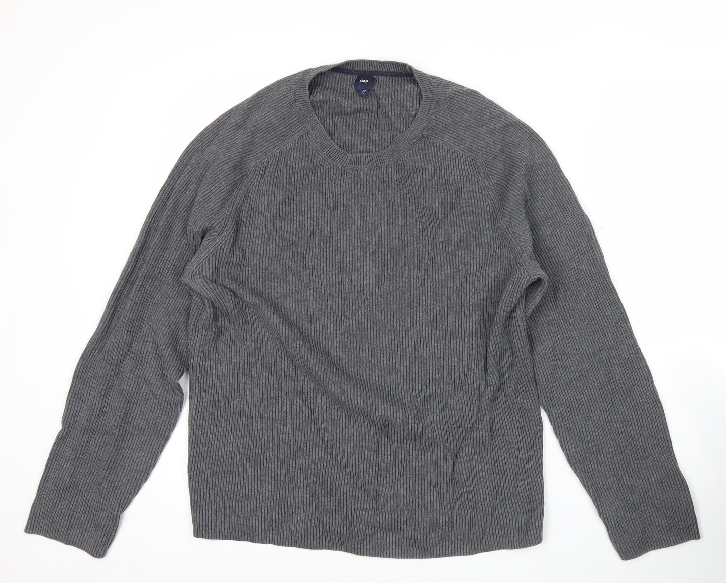 Gap Men’s Grey Cotton Knit Pullover Jumper L Long Sleeve