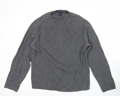Gap Men’s Grey Cotton Knit Pullover Jumper L Long Sleeve