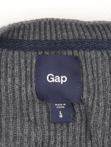 Gap Men’s Grey Cotton Knit Pullover Jumper L Long Sleeve