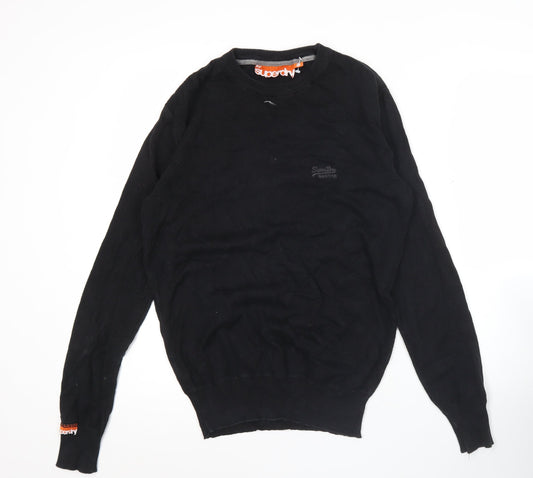 Superdry Men’s Black Cotton Pullover Jumper Size S Crew Neck
