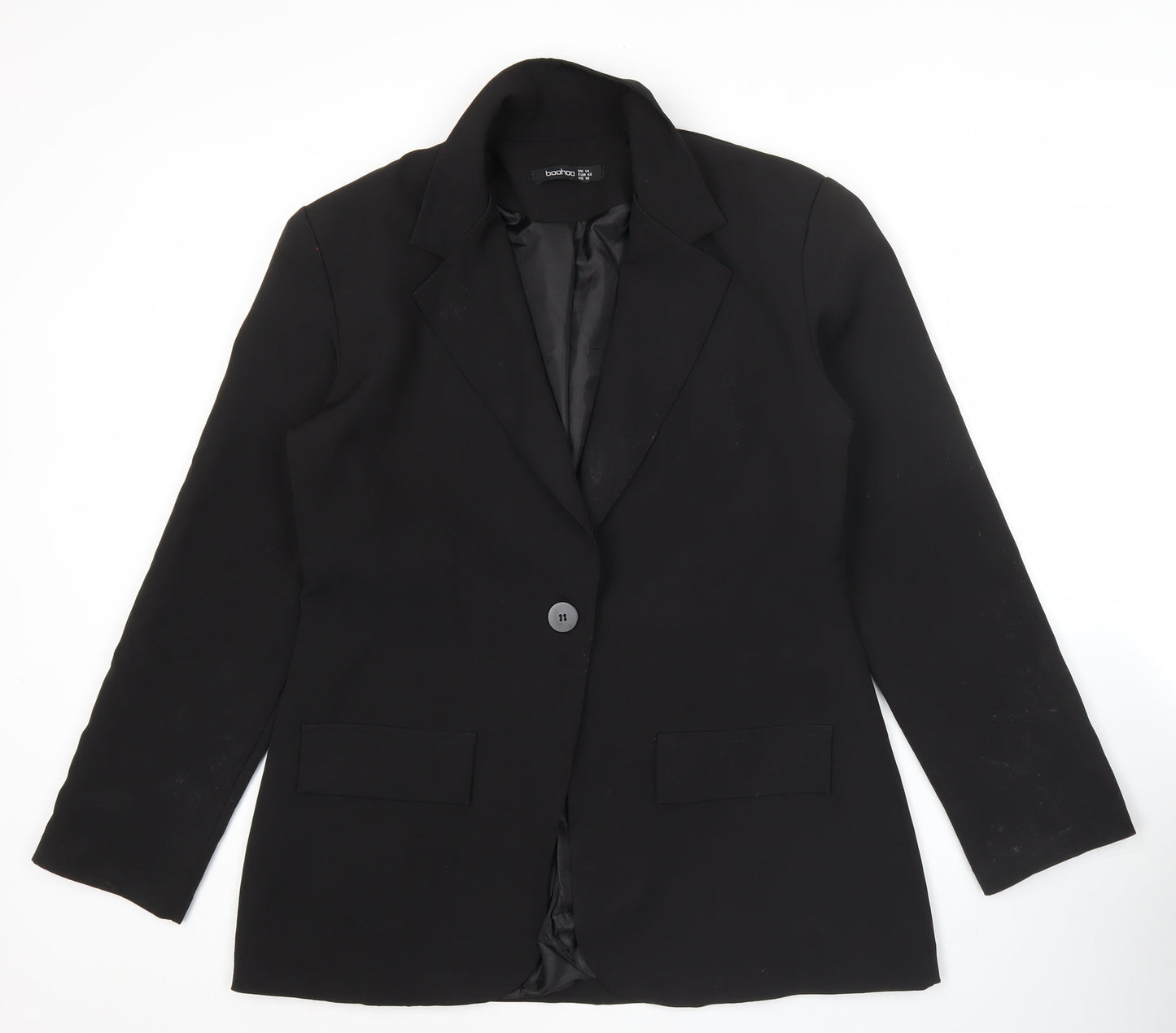 Boohoo Women’s Black Size 14 Blazer Jacket Single Breasted