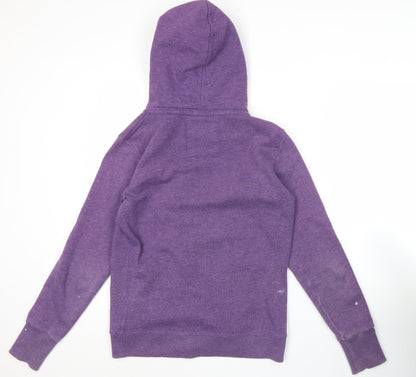 Superdry Womens Purple Hoodie Medium Full Zip Casual Cotton Blend