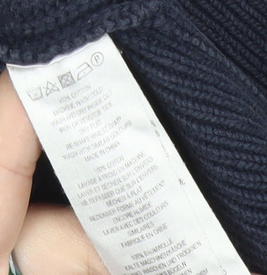 French Connection Men's Blue Cotton Chunky Knit Pullover Jumper S