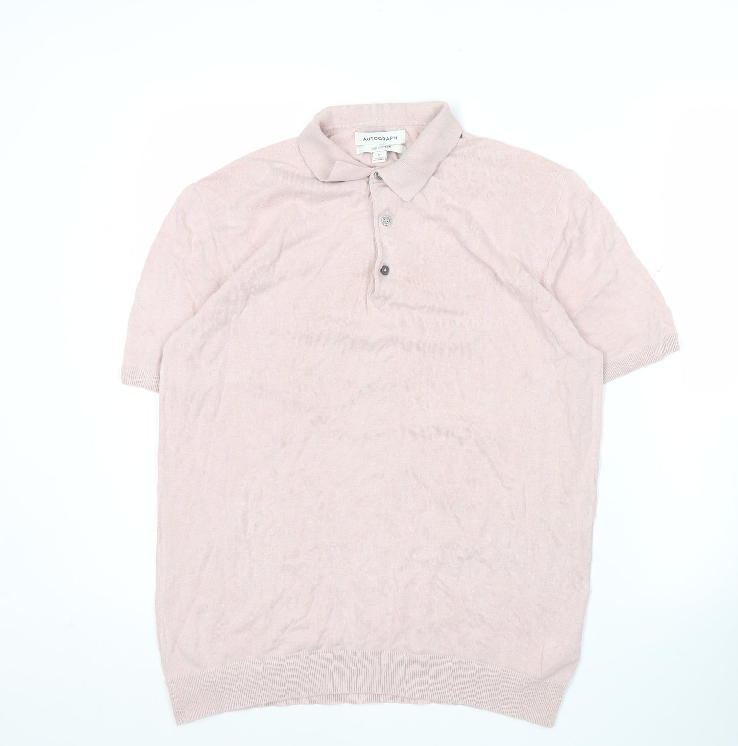 Marks and Spencer Men’s Pink Silk Cotton Polo Shirt M