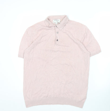 Marks and Spencer Men’s Pink Silk Cotton Polo Shirt M