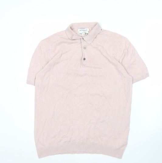 Marks and Spencer Men’s Pink Silk Cotton Polo Shirt M