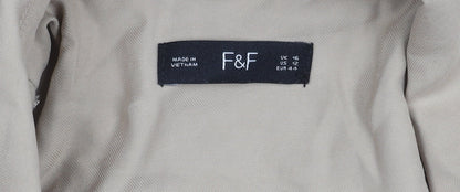 F&F Women’s Beige Double-Breasted Suit Jacket UK 16 Workwear