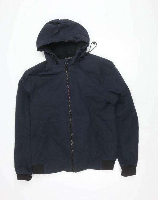 Primark Men’s Blue Medium Bomber Jacket Hooded Polyester Casual