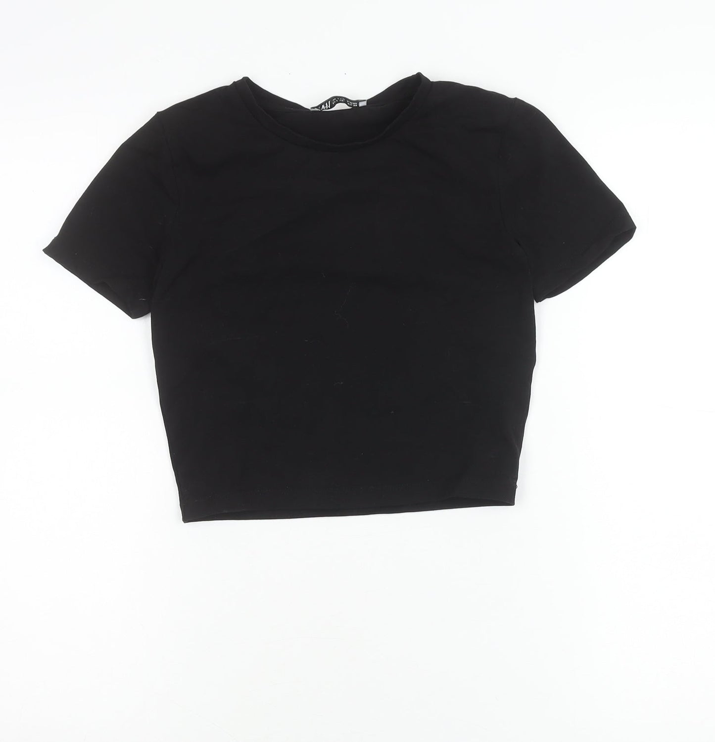 Womens UK Size S Zara Black Cropped T-Shirt