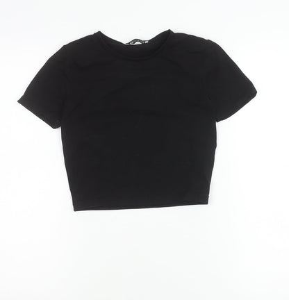 Womens UK Size S Zara Black Cropped T-Shirt