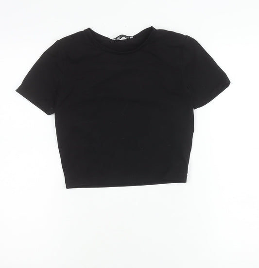 Womens UK Size S Zara Black Cropped T-Shirt