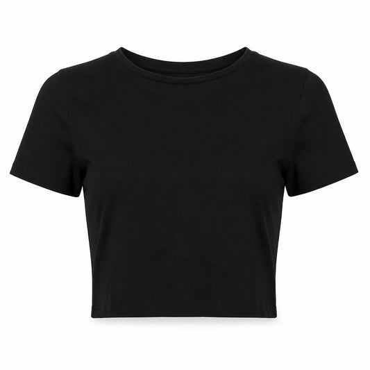 Womens UK Size S Zara Black Cropped T-Shirt