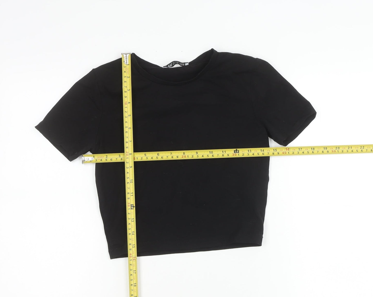 Womens UK Size S Zara Black Cropped T-Shirt