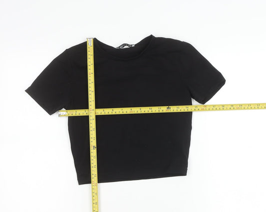 Womens UK Size S Zara Black Cropped T-Shirt