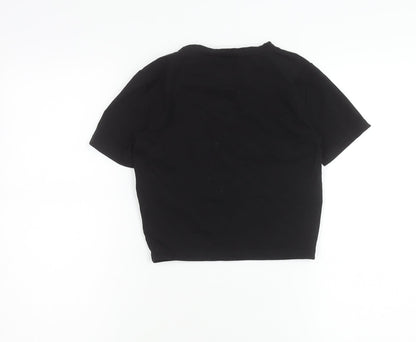 Womens UK Size S Zara Black Cropped T-Shirt