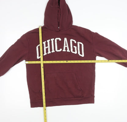 Primark Girls Red Chicago Pullover Hoodie 11-12 Years Cotton Blend