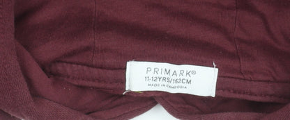 Primark Girls Red Chicago Pullover Hoodie 11-12 Years Cotton Blend