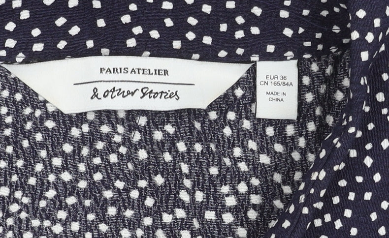 & Other Stories Women’s Blue Polka Dot Long Sleeve Shirt Dress Size 8