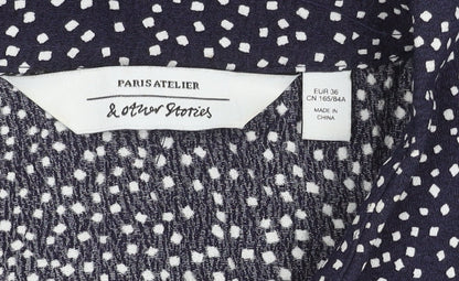 & Other Stories Women’s Blue Polka Dot Long Sleeve Shirt Dress Size 8