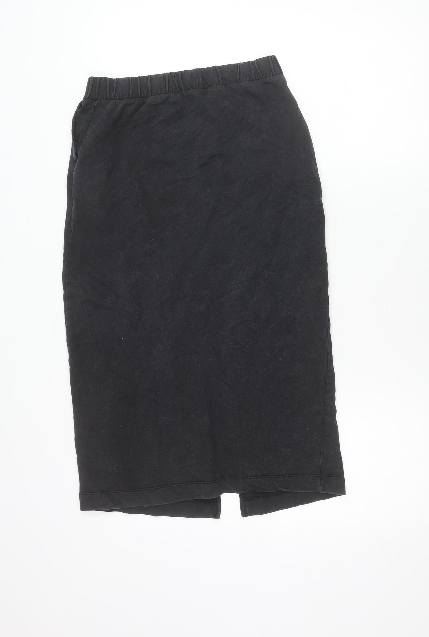 Pieces Women Black XS Cotton Midi Pencil Skirt with Slit