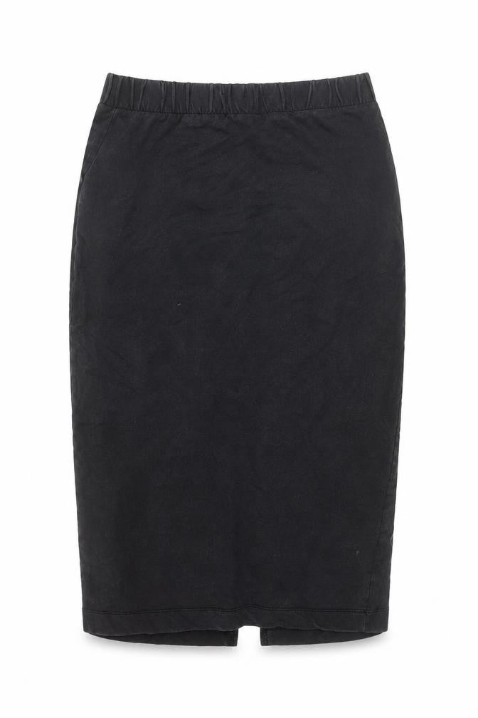 Pieces Women Black XS Cotton Midi Pencil Skirt with Slit