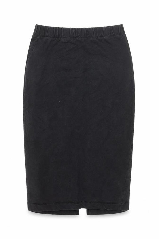 Pieces Women Black XS Cotton Midi Pencil Skirt with Slit