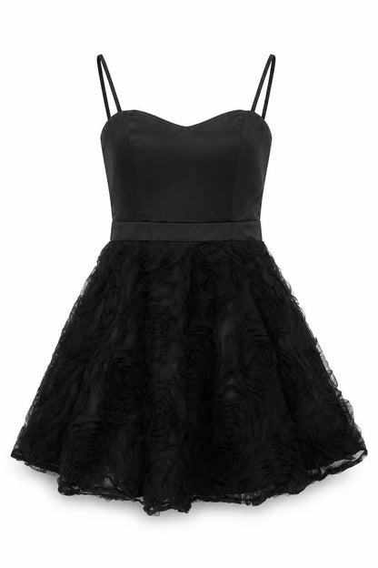 Front view of Be Beau Women’s Black Fit & Flare Party Dress, size UK 10
