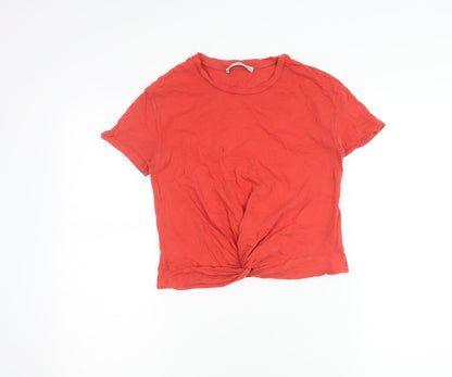 AllSaints Women Red Cotton Short Sleeve T-Shirt Size S Casual