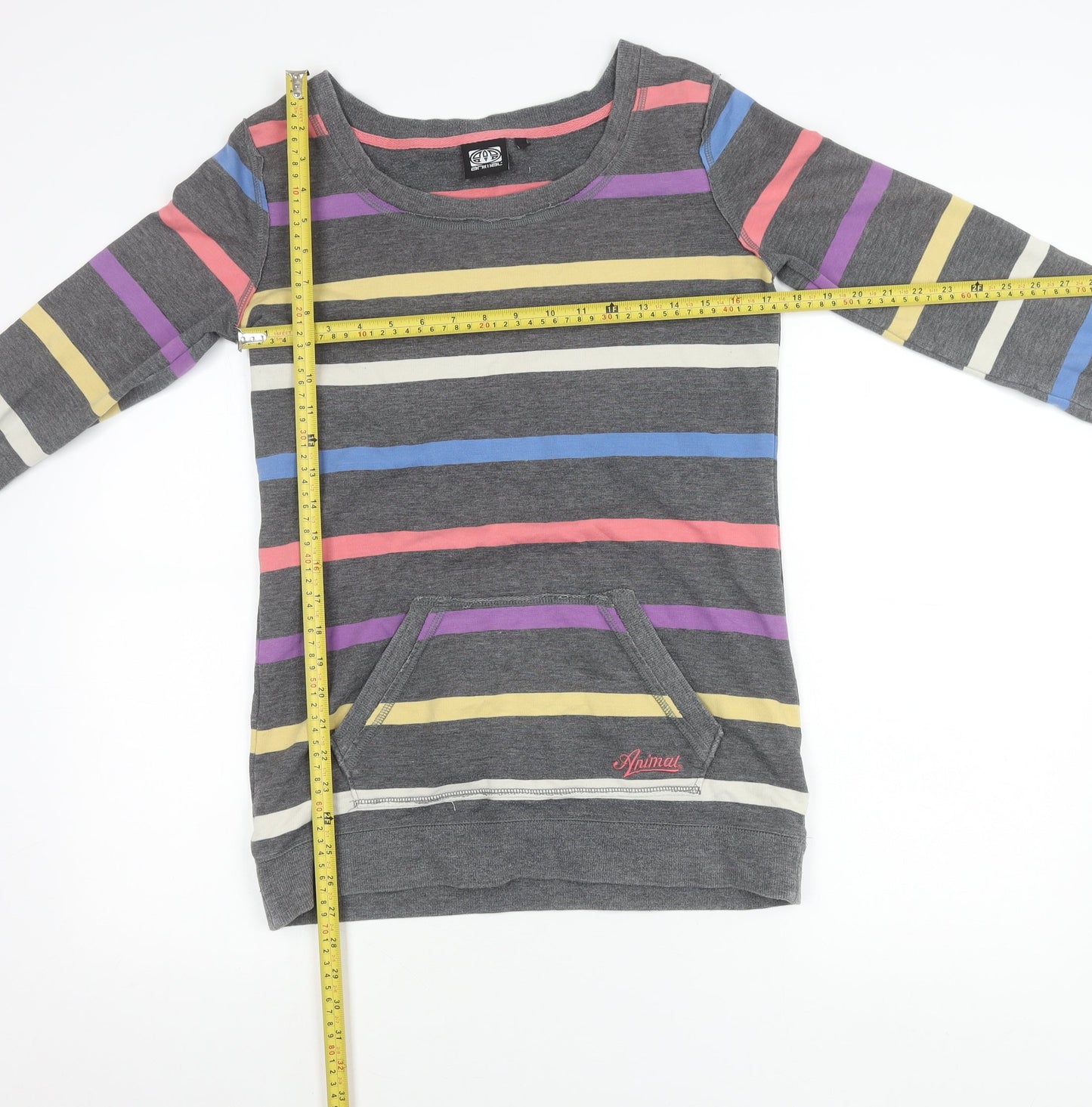 Animal Womens Multicoloured Striped Pullover Sweatshirt Size 10