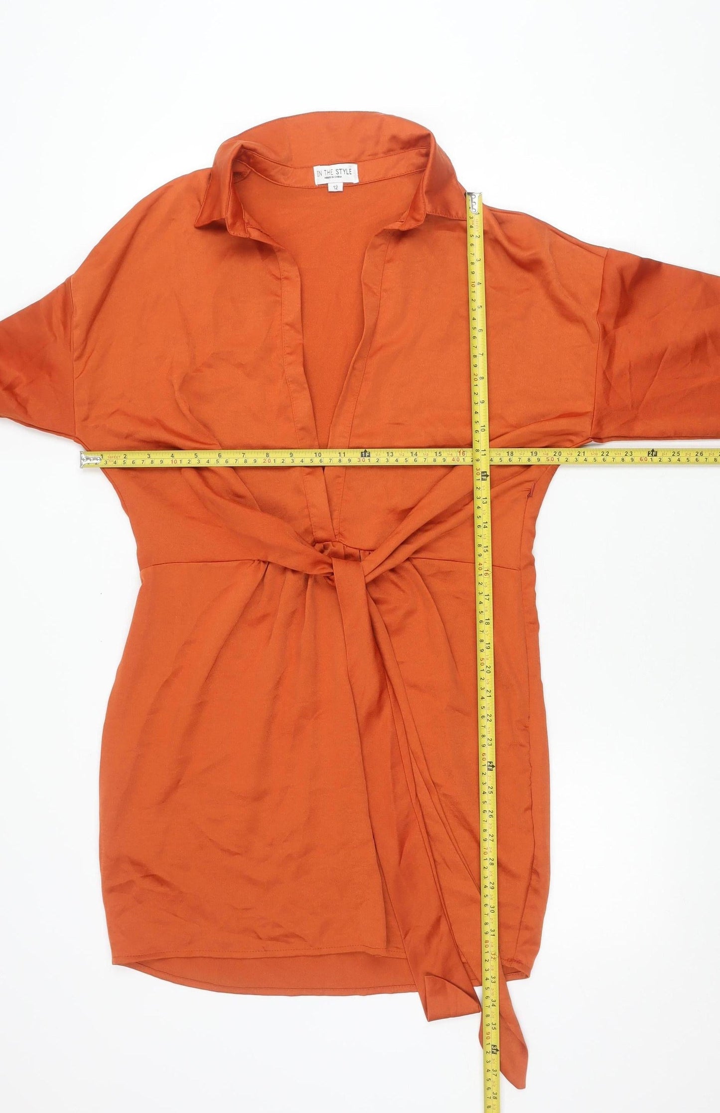 In The Style Women’s Orange Shirt Dress Size 12 Long Sleeve Collared
