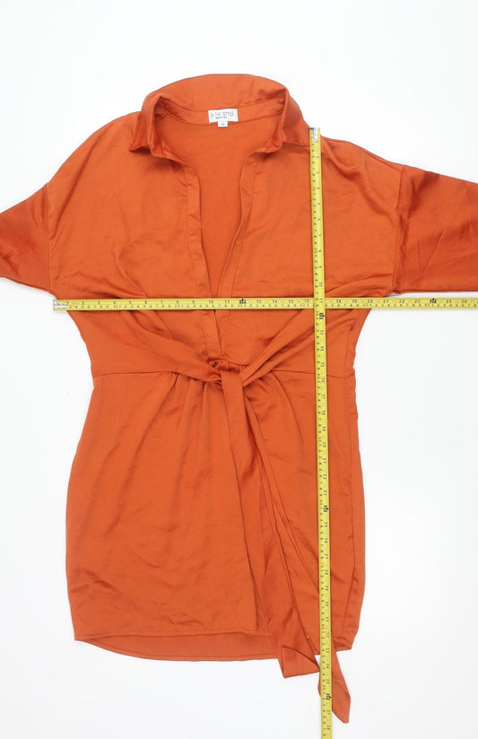 In The Style Women’s Orange Shirt Dress Size 12 Long Sleeve Collared